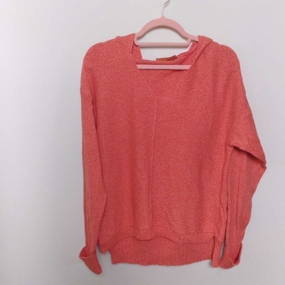 Northcrest Classic 100% Cotton Knit Orange Sweater Hoodie Size Medium